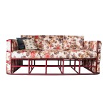 Himalayan Cane Sofa Set ( 3+2+1) with 1 Bamboo Centre Table and 2 Bamboo Corner Table, Floral, RoseWood